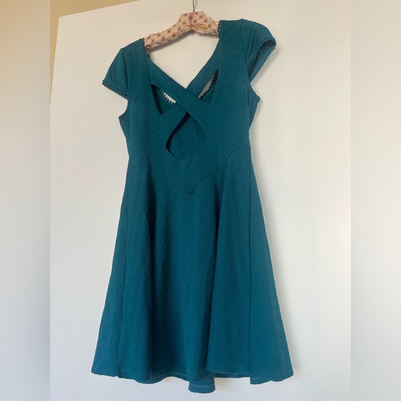 Free People fit n flare teal dress - Picture 3 of 11